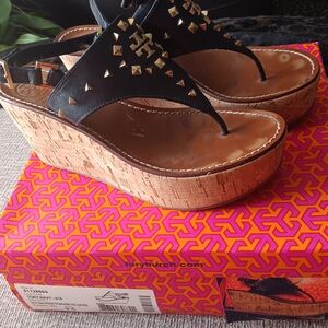 Tory Burch Tory Navy Wedge Sandals